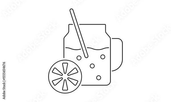 Fototapeta Lemonade outline icon isolated on transparent background flat vector illustration. EPS 10