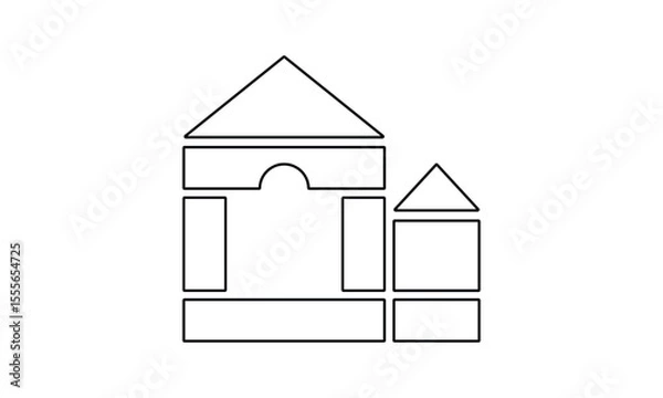 Fototapeta Childish building blocks outline icon isolated on transparent background flat vector illustration. EPS 10