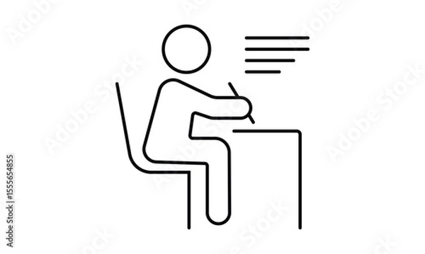Fototapeta Writing concept outline icon isolated on transparent background flat vector illustration. EPS 10