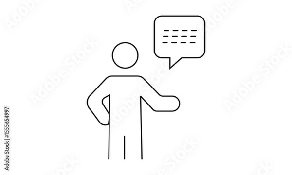Fototapeta Man with speech bubble outline icon isolated on transparent background flat vector illustration. EPS 10