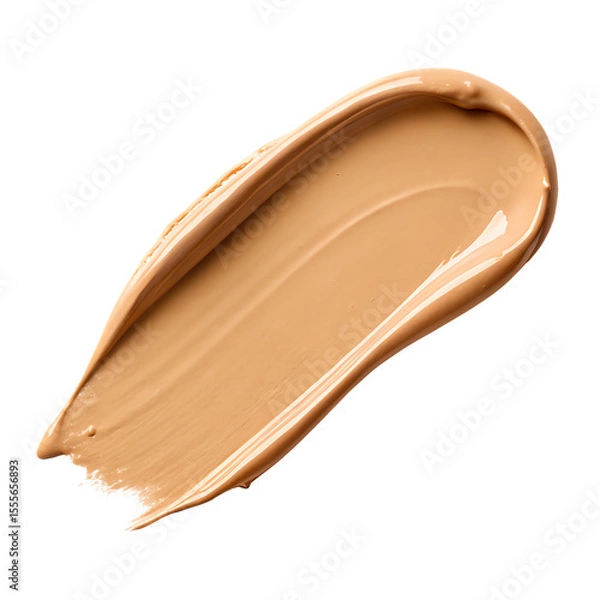 Obraz A smear of liquid foundation or concealer in a beige cosmetic swatch isolated on a transparent background png