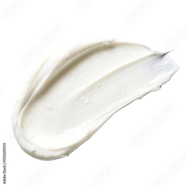 Obraz A swatch of white cosmetic cream with a smooth and milky texture isolated on a transparent background png