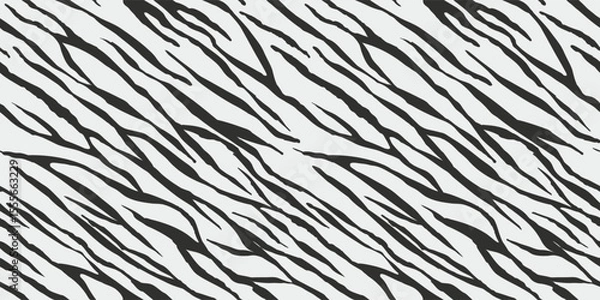 Obraz Zebra skin texture, deogonal stripes grunge pattern. Animal print. Vector monochrome black and white seamless background