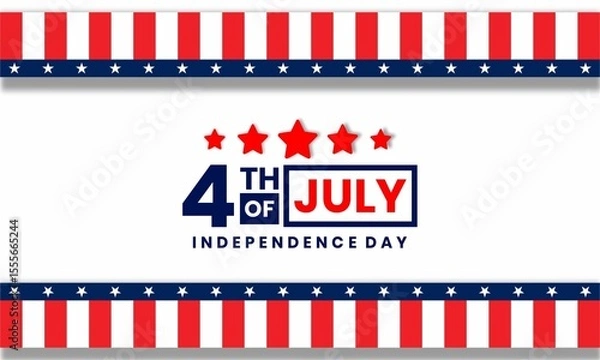 Fototapeta Happy 4th of July - Independence Day design concept ,  Template for background, banner, card, poster with text inscription.