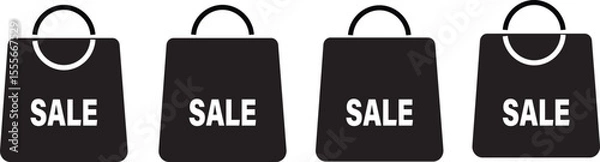Fototapeta black shopping bag sale icon set. paper bags sign,Paper package vector illustration,Shop bag in outline,Flat style element web design vactor,
