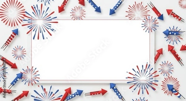 Obraz Minimalist Banner with Firework Decorations