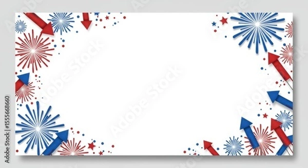Obraz Minimalist Banner with Firework Decorations