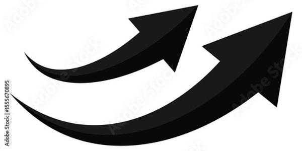 Obraz Set long black curve arrow icon. Black curve arrow icon set isolated on white background. Curved arrows symbol.