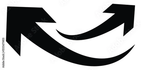 Fototapeta Set long black curve arrow icon. Black curve arrow icon set isolated on white background. Curved arrows symbol.
