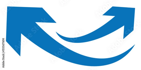 Fototapeta Abstract blue curved arrow pointing upwards. Simple set of blue curved arrows.