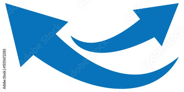 Fototapeta Abstract blue curved arrow pointing upwards. Simple set of blue curved arrows.