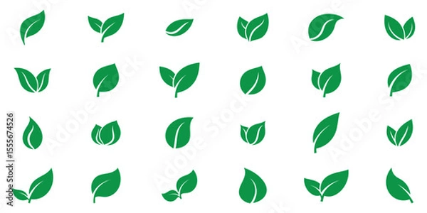 Obraz Green leaf icons set vector illustration. Collection green leaf icon