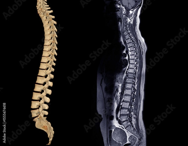 Fototapeta MRI whole spine screening for diagnosis spinal cord compression.