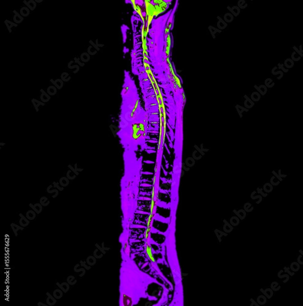 Fototapeta MRI whole spine screening for diagnosis spinal cord compression.