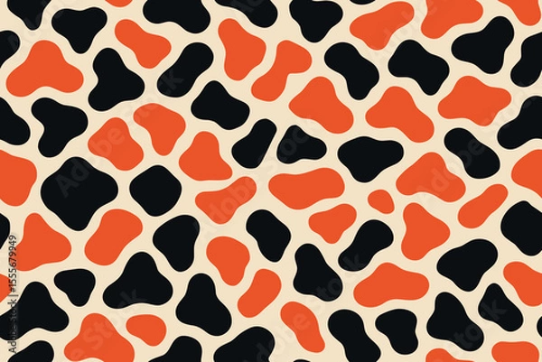 Obraz Seamless Cream Background Koi Fish Pattern with Red and Black Patches