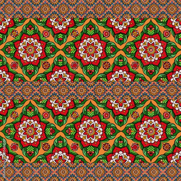 Fototapeta ethnic floral seamless pattern. abstract ornament pattern