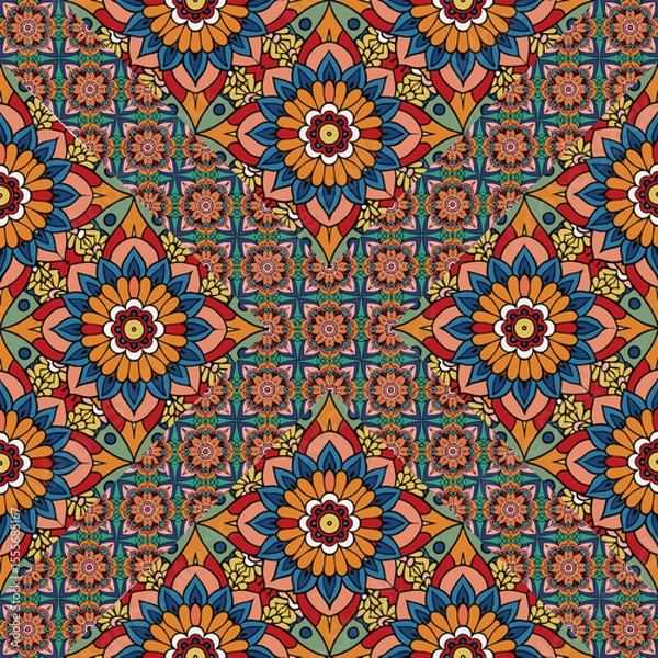 Fototapeta ethnic floral seamless pattern. abstract ornament pattern