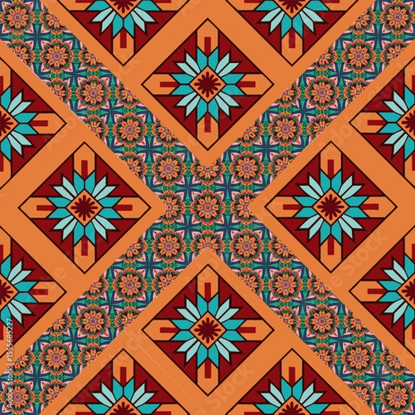 Fototapeta ethnic floral seamless pattern. abstract ornament pattern