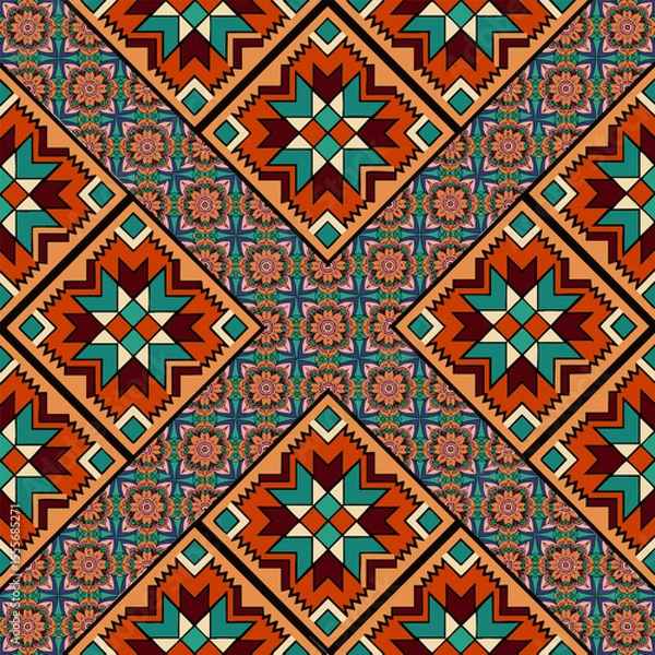 Fototapeta ethnic floral seamless pattern. abstract ornament pattern