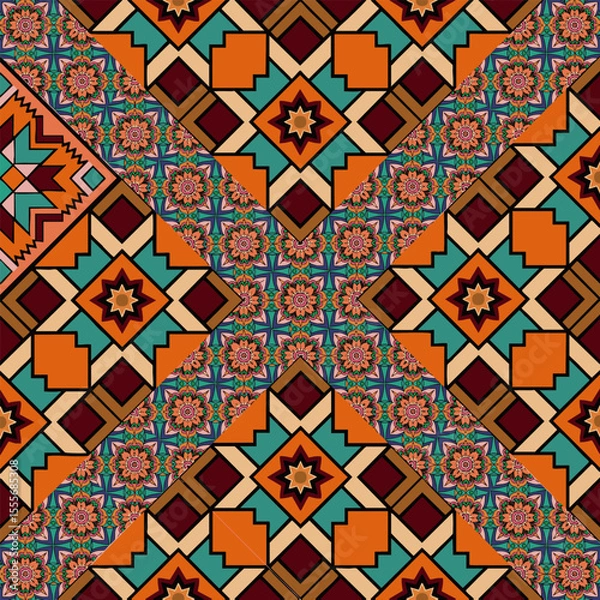 Fototapeta ethnic floral seamless pattern. abstract ornament pattern
