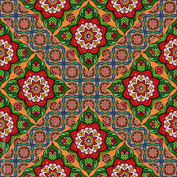 Fototapeta ethnic floral seamless pattern. abstract ornament pattern
