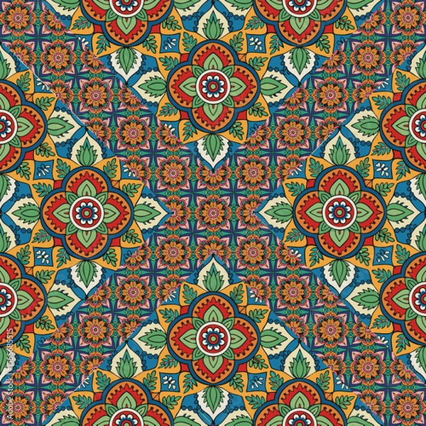 Fototapeta ethnic floral seamless pattern. abstract ornament pattern