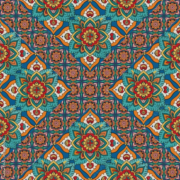 Fototapeta ethnic floral seamless pattern. abstract ornament pattern