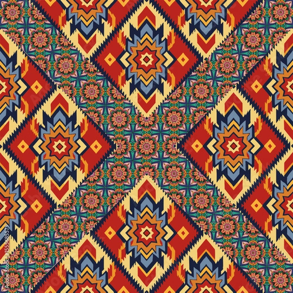 Fototapeta ethnic floral seamless pattern. abstract ornament pattern
