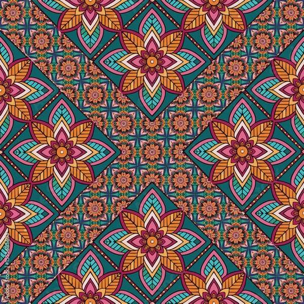 Fototapeta ethnic floral seamless pattern. abstract ornament pattern