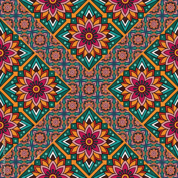 Fototapeta ethnic floral seamless pattern. abstract ornament pattern