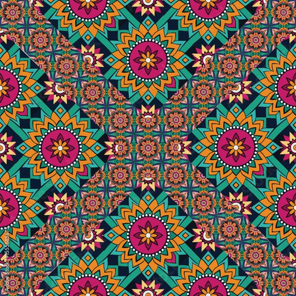 Fototapeta ethnic floral seamless pattern. abstract ornament pattern