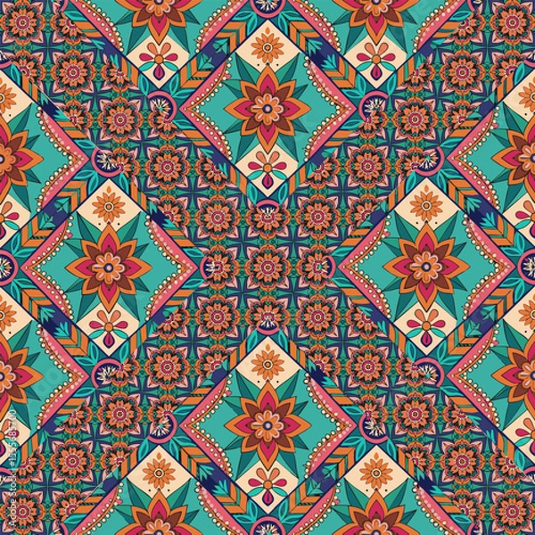 Fototapeta ethnic floral seamless pattern. abstract ornament pattern