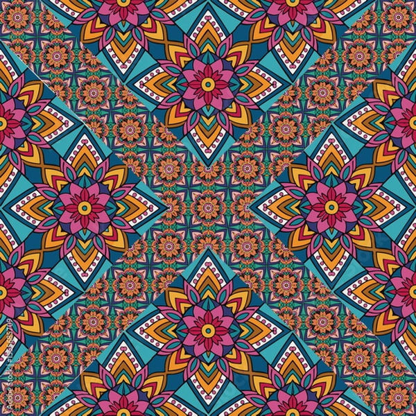 Fototapeta ethnic floral seamless pattern. abstract ornament pattern