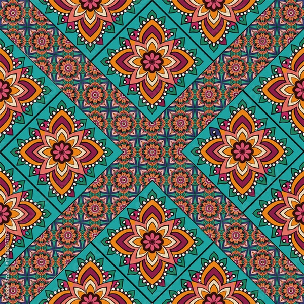 Fototapeta ethnic floral seamless pattern. abstract ornament pattern