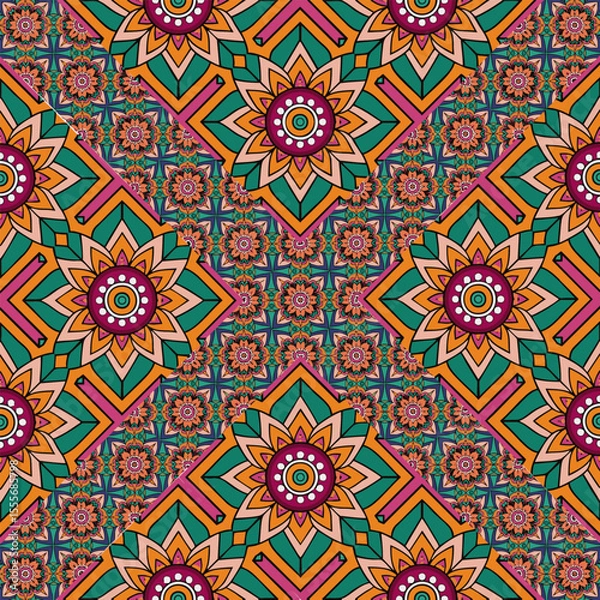 Fototapeta ethnic floral seamless pattern. abstract ornament pattern