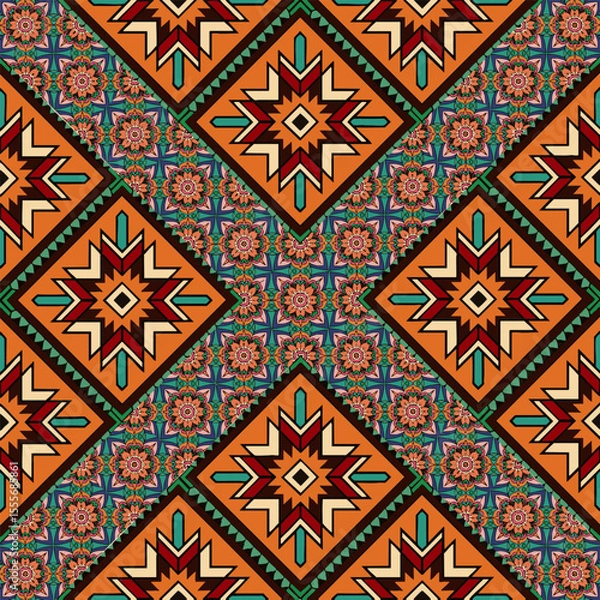 Fototapeta ethnic floral seamless pattern. abstract ornament pattern
