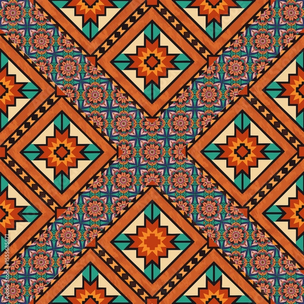 Fototapeta ethnic floral seamless pattern. abstract ornament pattern