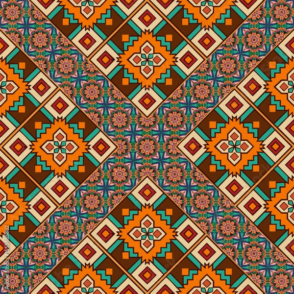 Fototapeta ethnic floral seamless pattern. abstract ornament pattern