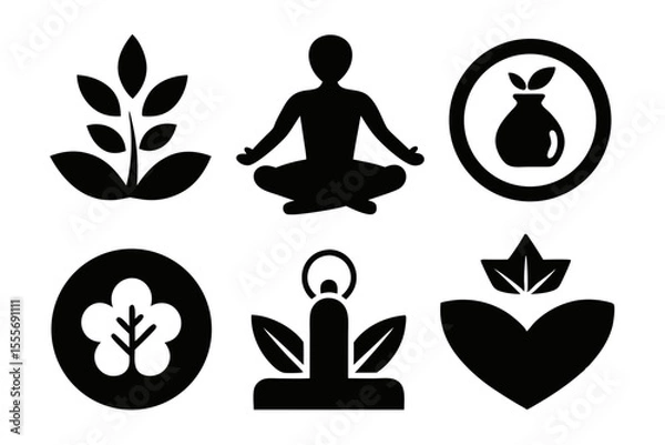 Obraz wellness icon set sihouette black vector bundle