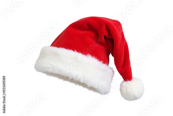 Obraz red and white santa hat on a white background