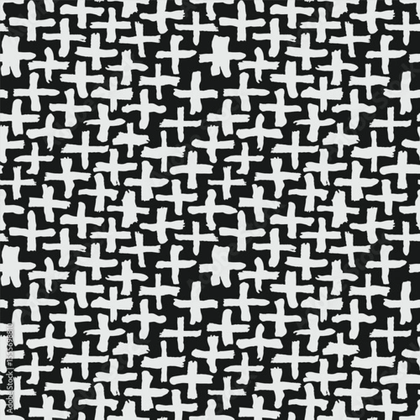 Obraz Dry brush made cross. Urban background with trendy graffiti style elements. Grunge brush doodle shapes seamless pattern. Hand drawn background. Vector wallpaper