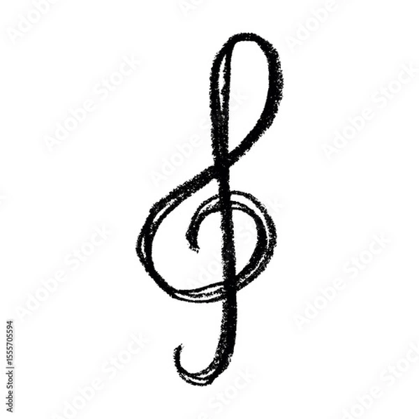 Fototapeta Treble clef doodle. Hand drawn musical symbol. Single element for print, web, design, decor, logo