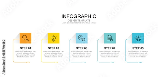 Fototapeta Infographic 5 options design elements for your business data. Vector Illustration