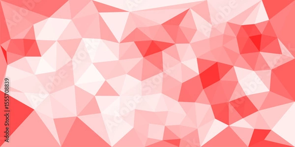 Fototapeta A vibrant red low-poly geometric background with various shades of red and pink, forming abstract triangular shapes in a mosaic-like pattern.

