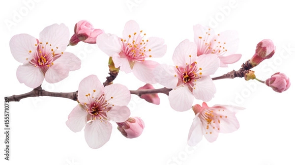 Fototapeta pink  sakura flower isolated on white	
