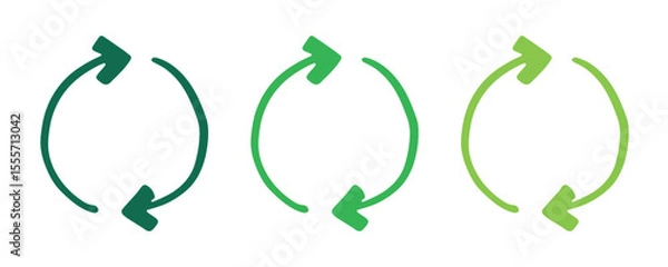 Fototapeta Hand drawn recycle arrow icon Recycling resources symbol Reuse of materials, zero waste, green environment, saving the planet