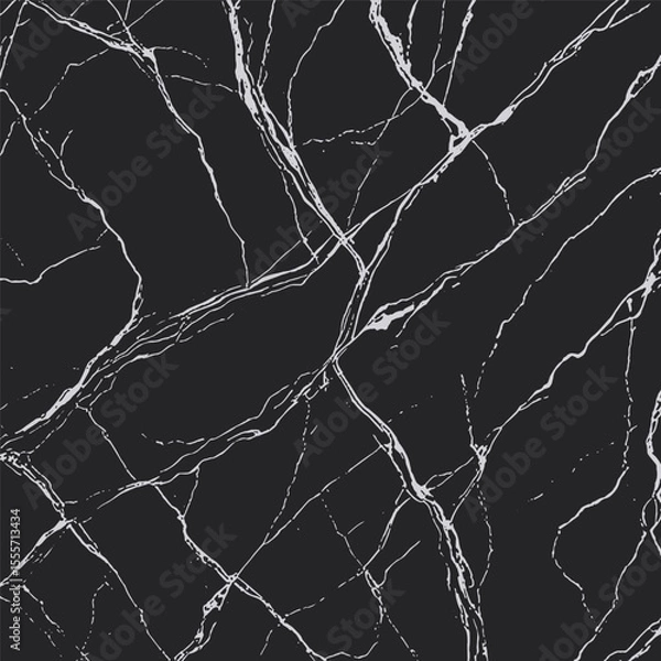 Obraz Black marble cracks background. Marbling venetian plaster pattern. Abstract stone texture. Good for ceramic tiles, wallpapers print. Vector