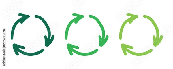 Fototapeta Hand drawn recycle arrow icon Recycling resources symbol Reuse of materials, zero waste, green environment, saving the planet