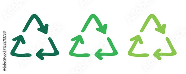 Fototapeta Hand drawn recycle arrow icon Recycling resources symbol Reuse of materials, zero waste, green environment, saving the planet