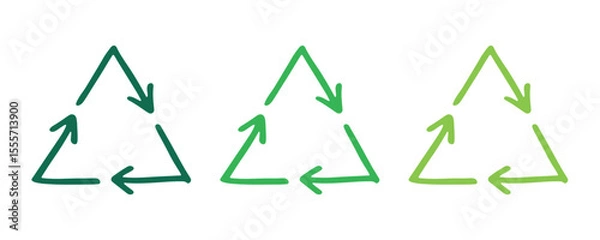 Fototapeta Hand drawn recycle arrow icon Recycling resources symbol Reuse of materials, zero waste, green environment, saving the planet